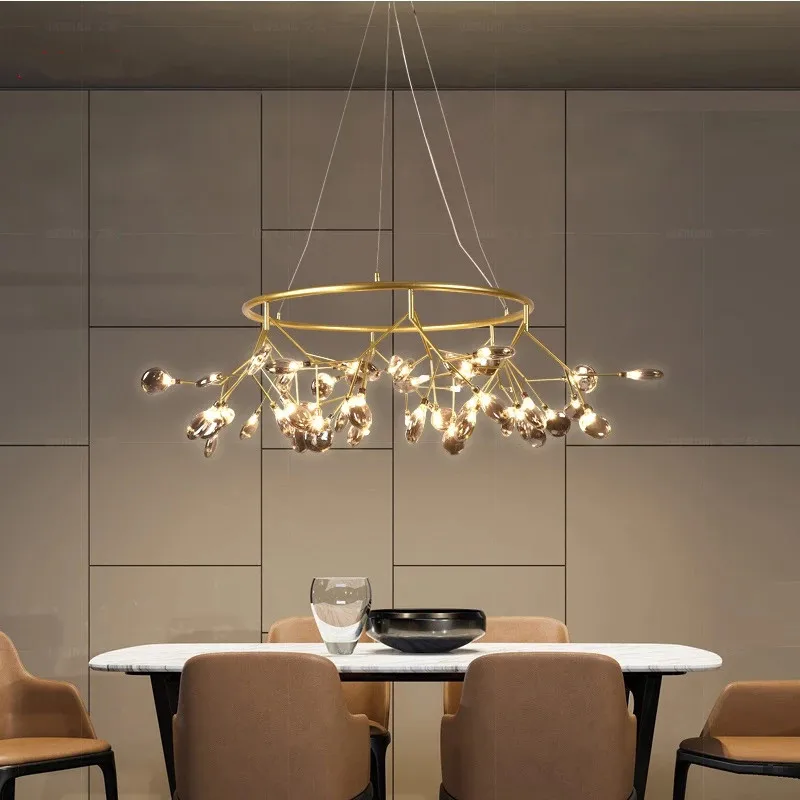 Imagem -02 - Nordic Designer Chandelier Heracleum Luz Sala de Estar Quarto Cozinha Preto e Dourado Círculo de Led Luminárias