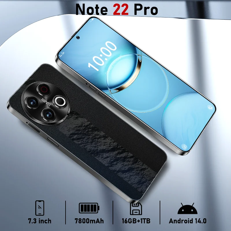 Hot High Quality Standby Global Version For Note 22 Pro 7.3"HD 5G Original Mobile Phones 2TB 7800mAh Android Dual Card