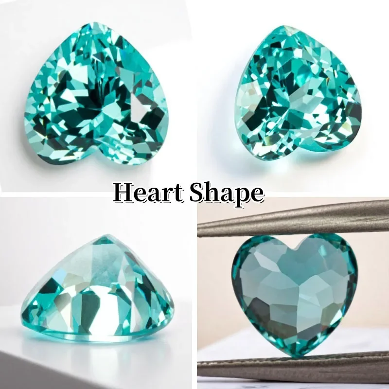 

lab Grown Paraiba Heart Cut Neon Blue Gemstone for DIY Advanced Jewelry Making Inlay Ring Necklace Selectable AGL Certificate