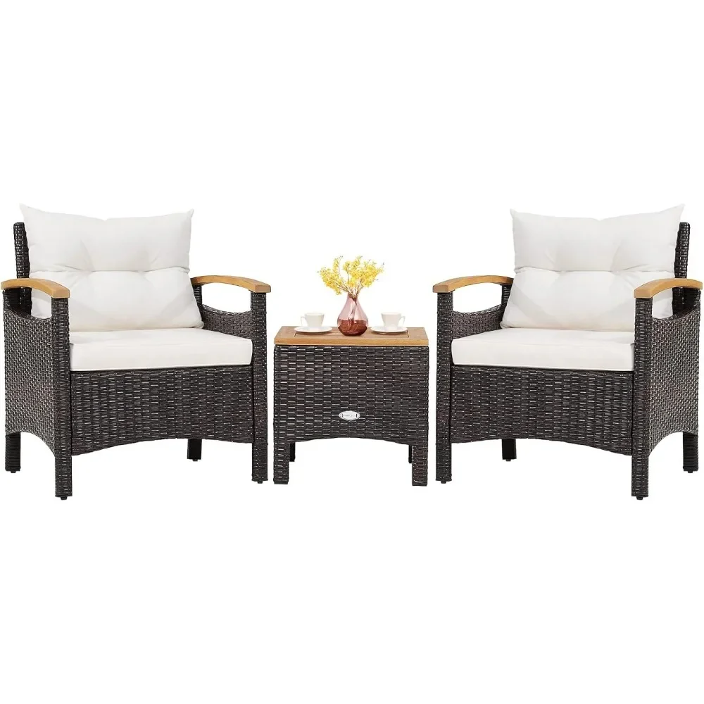 

Piece Patio Furniture Set, Outdoor Rattan Sofa Set with Coffee Table, Patio Conversation Set with Removable Cushion