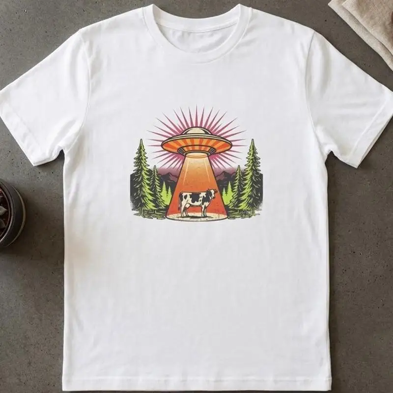 UFO Abducting Cow T-Shirt