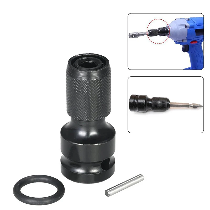 Adaptateur universel pour clé à chocs, entraînement 1/2 pouce vers adaptateur hexagonal femelle 1/4, outil de conversion télescopique à dégagement rapide