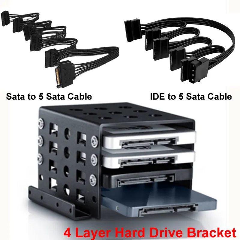 Aluminium alloy Hard Disk Drive Braket Holder Stand support 4pc 2.5 to 3.5 inch SATA HDD SSD Mounting at PC/Computer Case Box