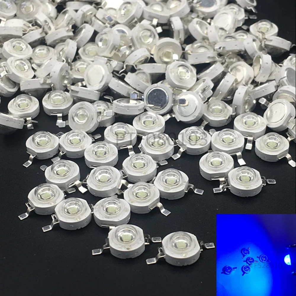 

100pcs 3W LED Blue High power LED lamp royal blue 445-455nm 700mA 3.2-3.4V 50-60LM 45mil Taiwan Lamp