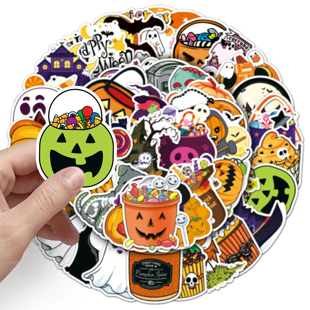 10/30/50/100PCS Funny Halloween Cartoon Stickers Decoration Cute Decals DIY Skateboard Fridge Phone Laptop Kids Graffiti Toys