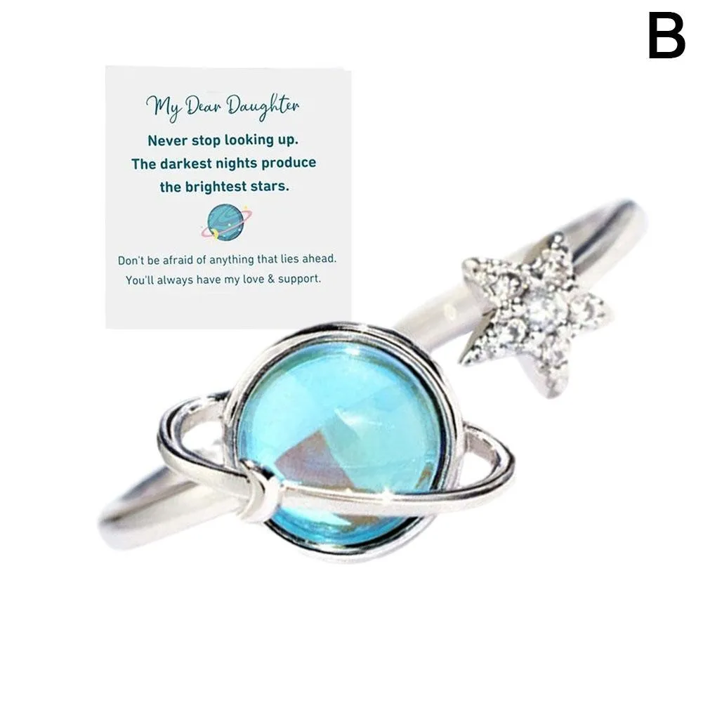 Spinning Planet Fidget Rings Rotating Adjustable Ring for Stress Relief Unique Anxiety Relief Index Finger Jewelry for Women