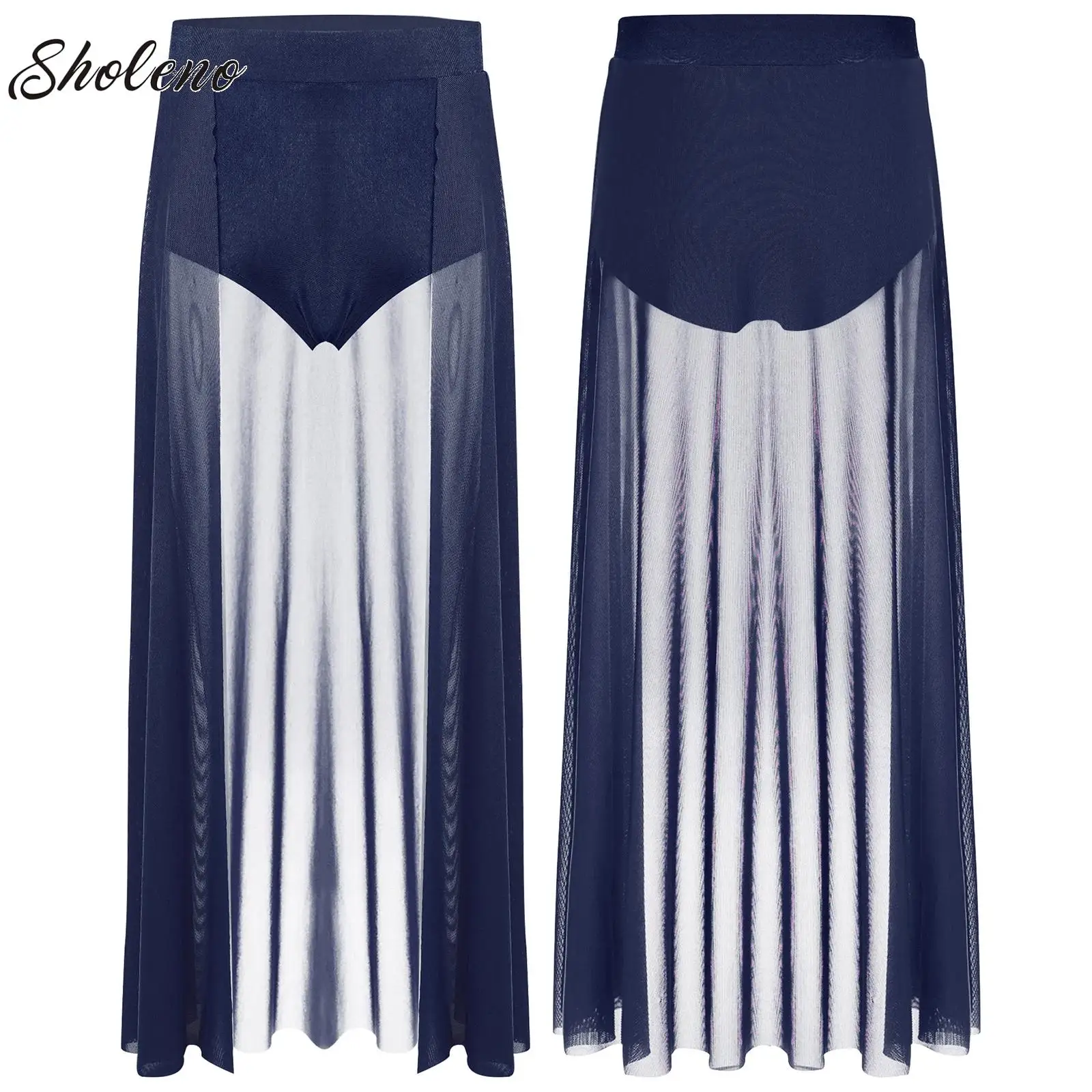 

Kids Girls Built-in Briefs Ankle Length Skirt for Ballet Jazz Dance Studio Practice Performance Costume Lyrical Modern Dancewear