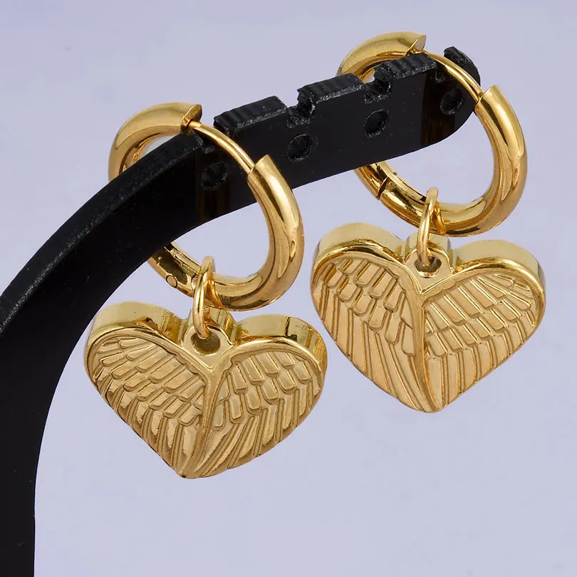 Echt vergoldet Mode Kpop Piercing Schmuck Mädchen Schleife Blume Herz Anhänger Ohrring Edelstahl Creolen für Frauen – Detail 34