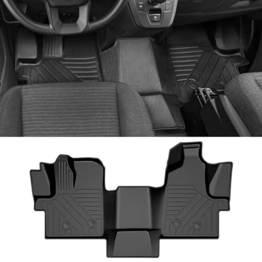 

Front Floor Mat Liner for 2022 2023 2024 Transit All Models with Vinyl Floors TPE All Weather Mat in Black for 1st Row Accesso