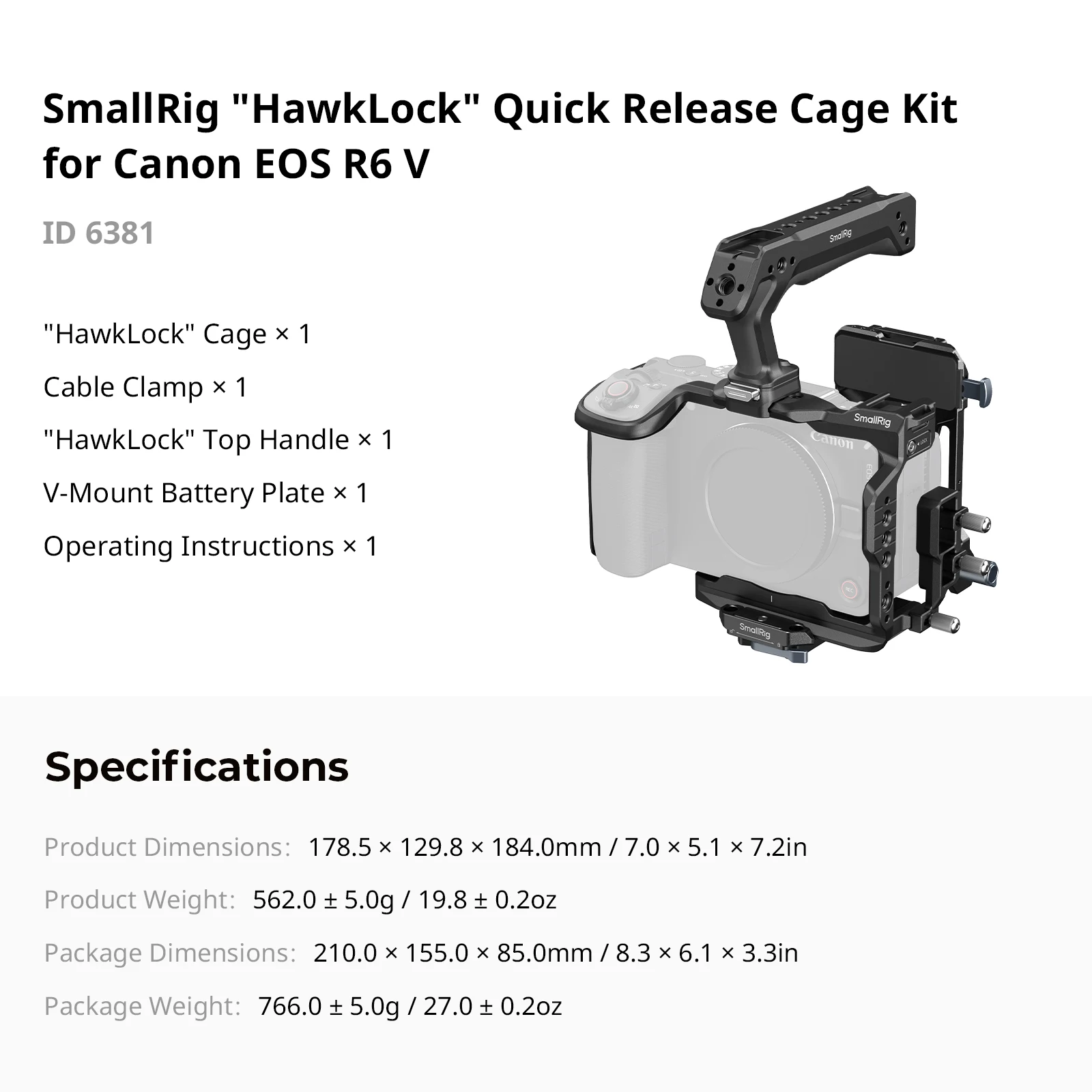 SmallRig R6 V "HawkLock" Schnellwechselkäfig für Canon EOS R6 V mit Arca-Swiss Schnellwechselplatte mit Cold Shoe -6372 – Detail 11