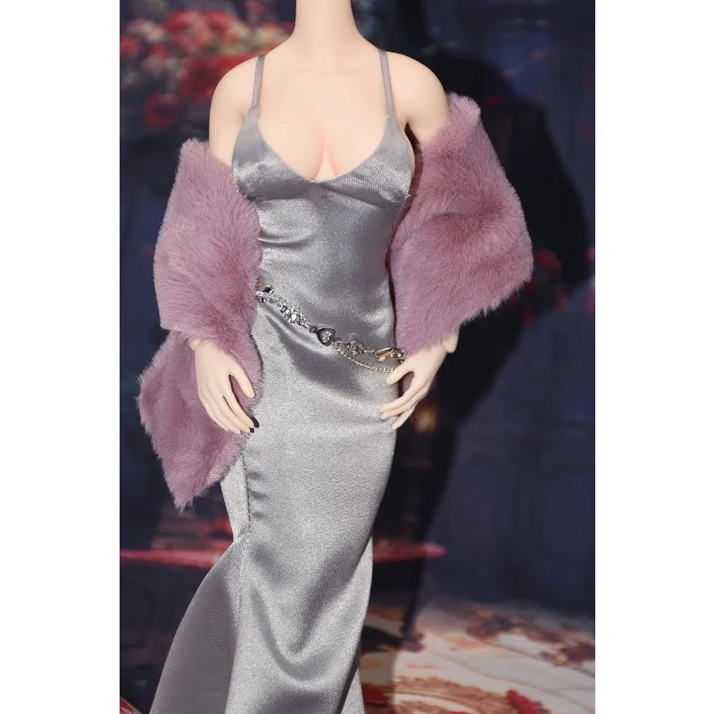 

1/6 Scale Female Toys Trailing Long Skirt Shawl Waist Chain Ceremonial Dress Clothes Model for 12'' Action Figures TBL Body