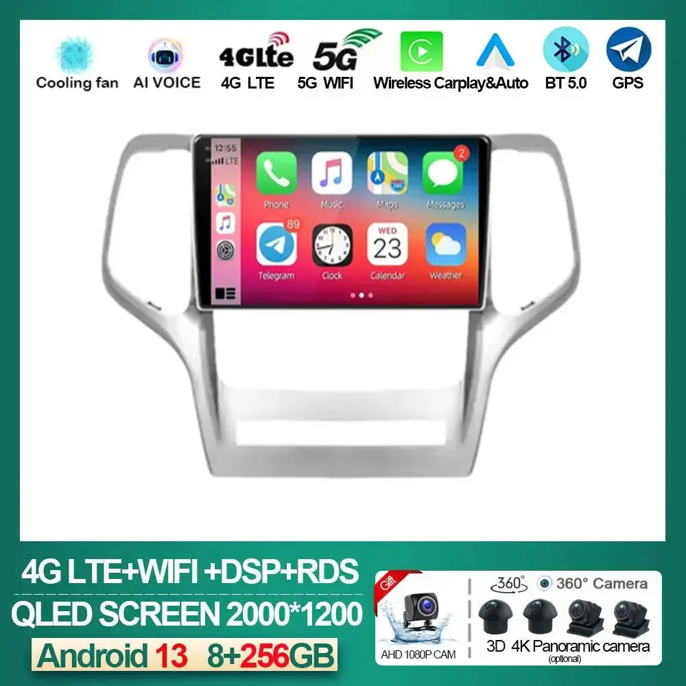 

4G LTE 5G WIFI For Jeep Grand Cherokee WK2 2010 - 2013 Car Multimedia Video Player Android 13 Radio GPS Navigation Auto NO DVD