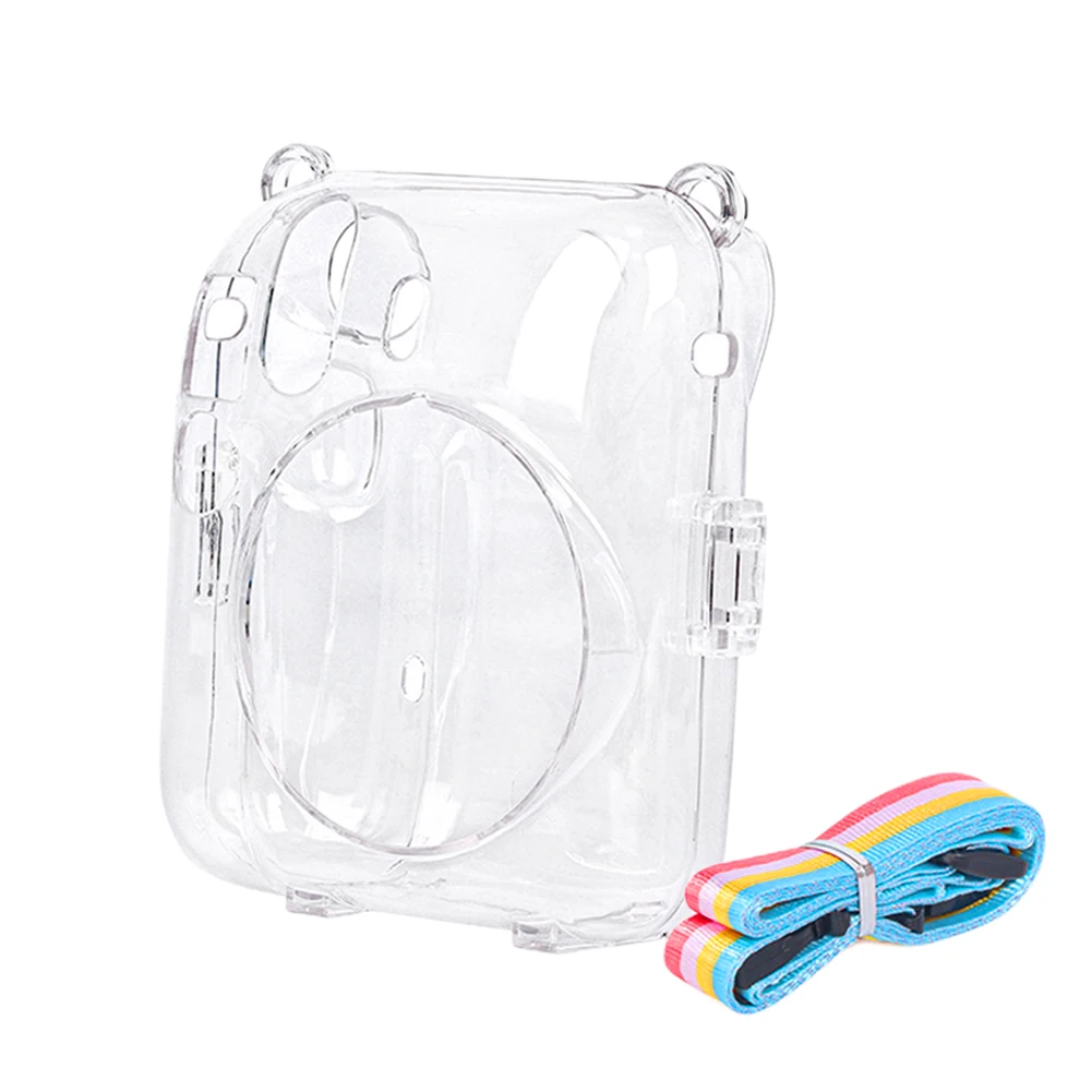 Mini Camera Bag PC Crystal Protective Shell Transparent with Shoulder Strap for Fujifilm Instax Mini 12 for Camera Instax Mini12