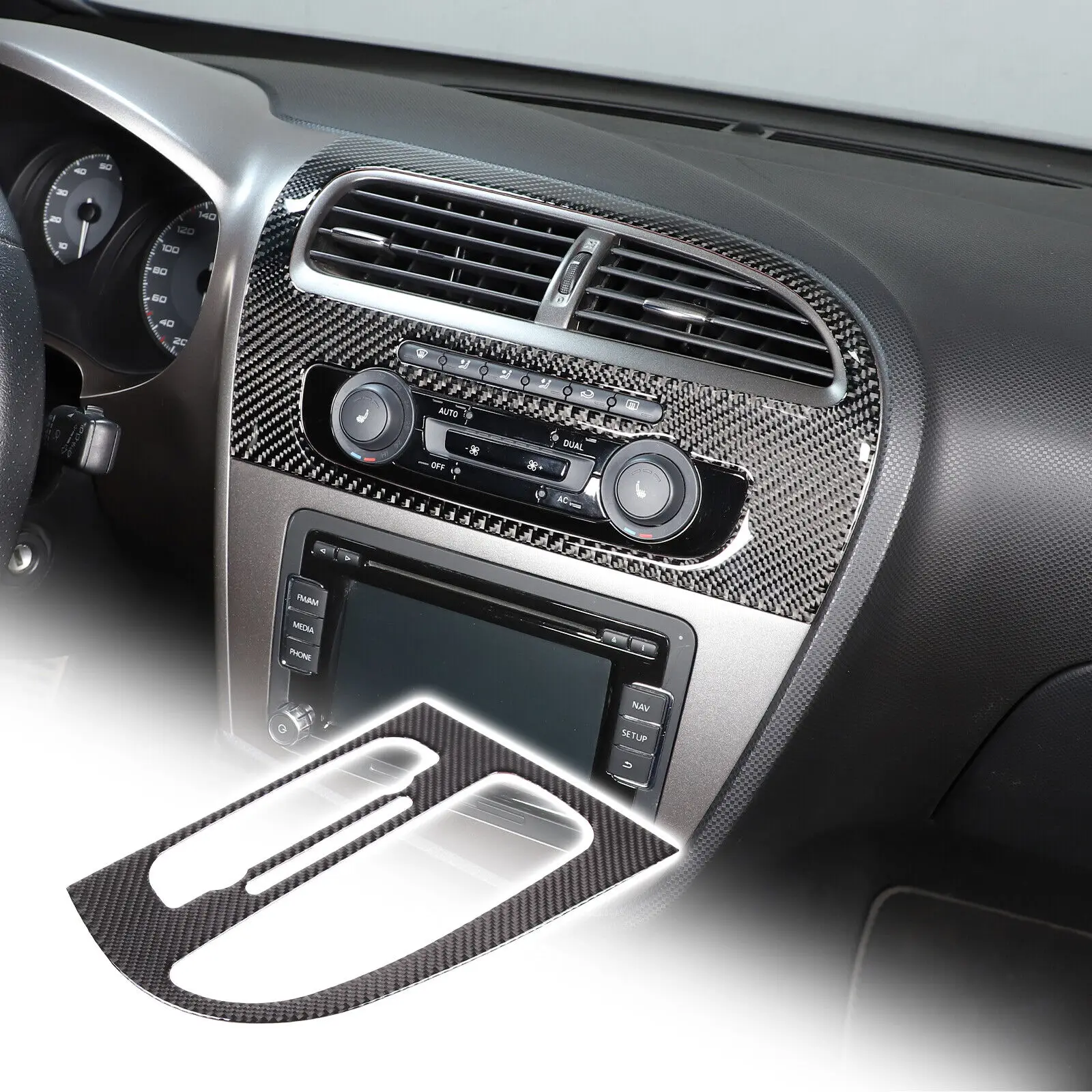 

Carbon Fiber Car Air Conditioner Button Panel Cover Trim Stickers Car AccessoriesFor Seat Leon MK2 2008 2009 2010 2011 2012