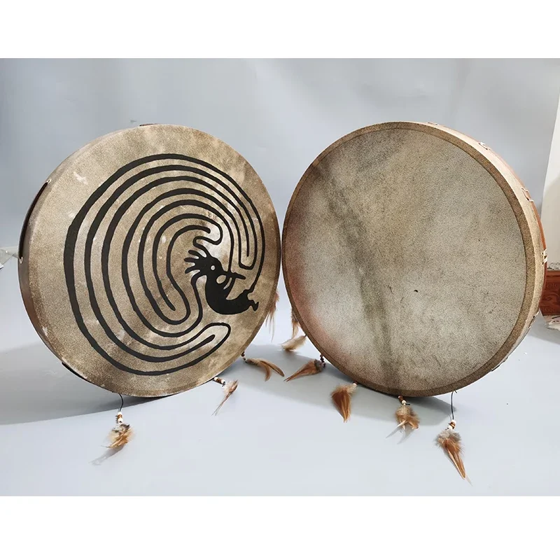 

Indian framed drum music therapy meditation animal skin drum, cowhide sheepskin octagonal hand drum, drum bag, drumstick