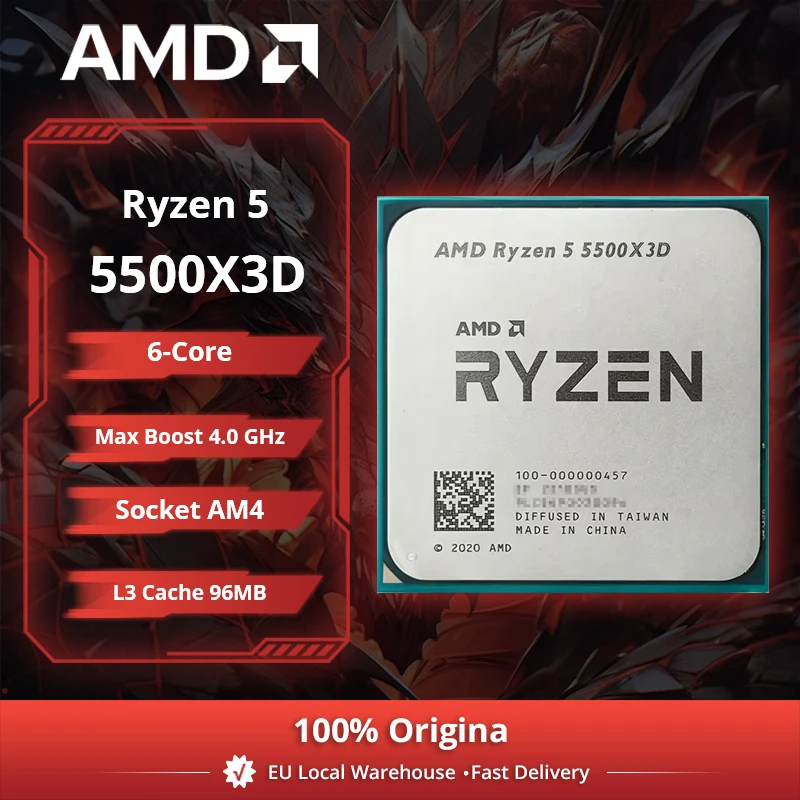 Procesador de Escritorio AMD Ryzen 5 5500X3D, 6C/12T, 4.0GHz, 96MB 3D V-Cache, AM4, Sin Enfriador Incluido