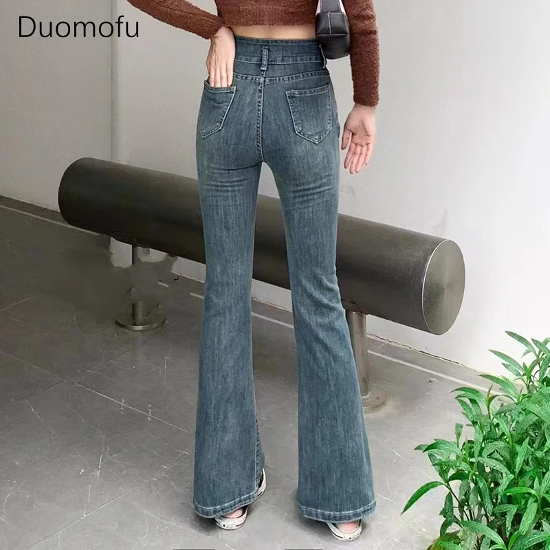 Duomofu Autumn Vintage Chicly High Waist Slim Casual Women Jeans Basic Washed Classic Full Length Fashion Straight Female Jeans