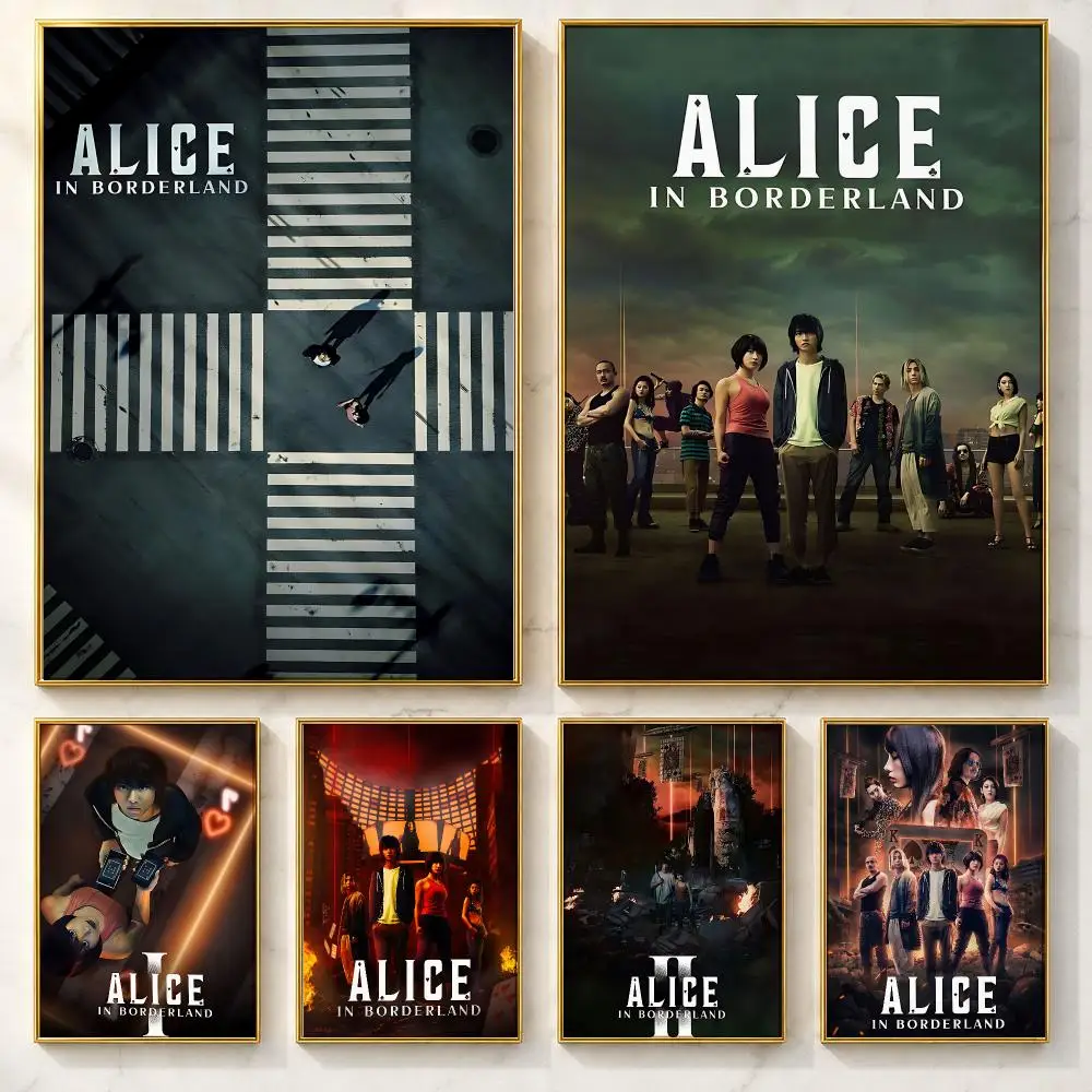 Thriller Series A-Alice in BorderlandS Poster Self-adhesive Art Poster Decoracion Painting Wall Art White Kraft Paper Home Decor