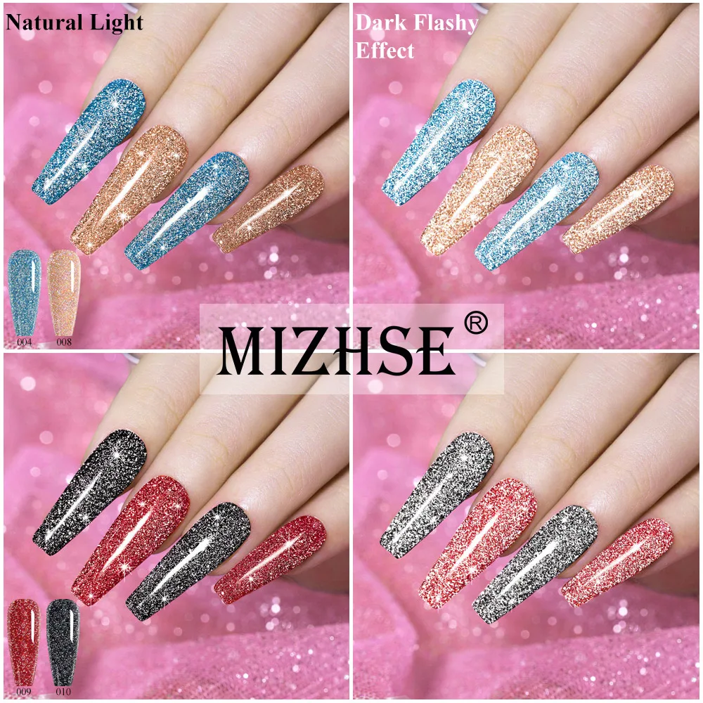 MIZHSE-Gel Reflexivo Top Coat, Esmalte, Glitter, Semi Permanente, Verniz, Hybird, Nail Art, Manicure, 7ml