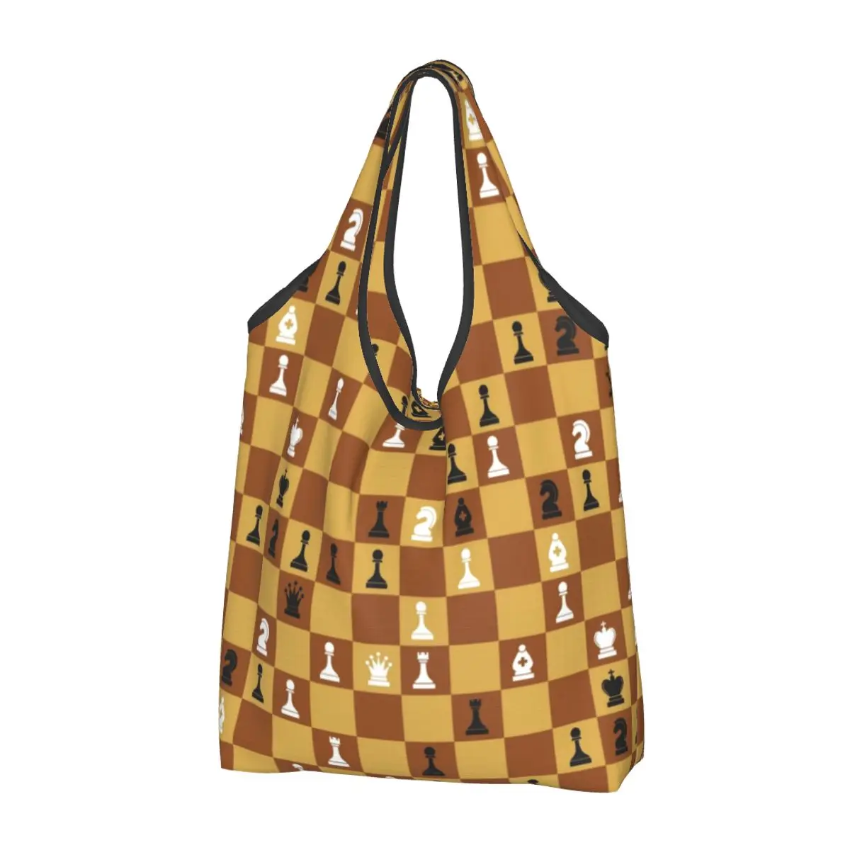 Fashion Chess Board Shopping Tote Bag Portable Chessboard Game Player Grocery Shoulder Shopper Bag