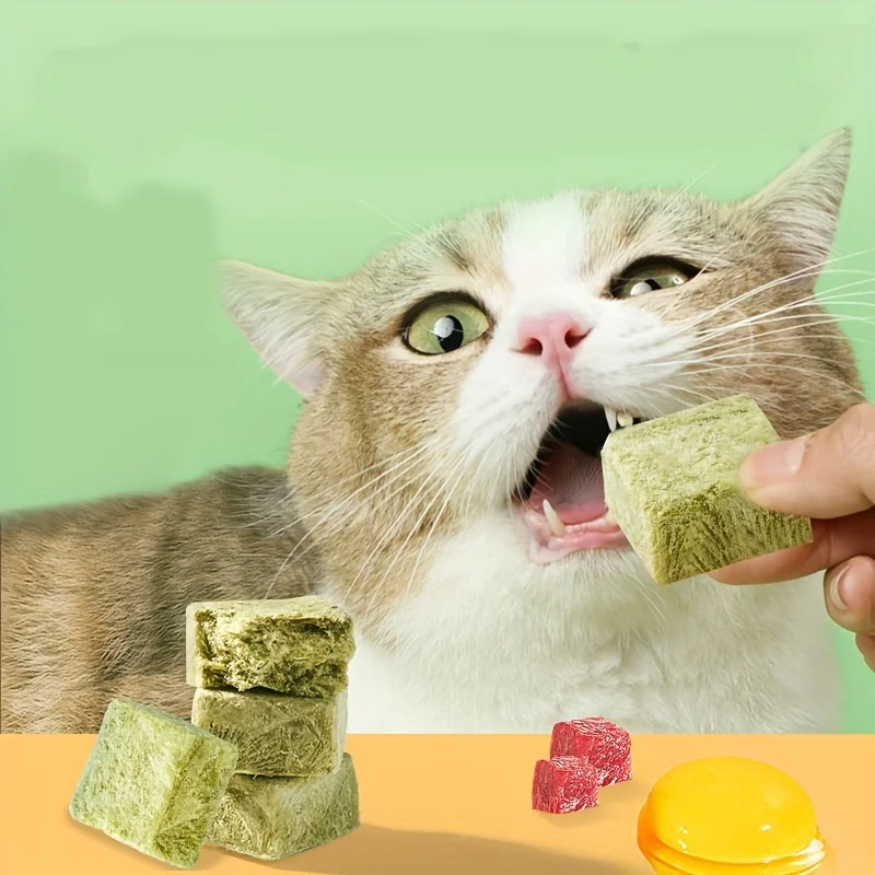 Pet Snacks - Freeze Dried Cat Grass Bricks, Cat Snacks, Adult and Young Cats, Mild Hair Removal, Hair Removal Balls, Cat Snacks,