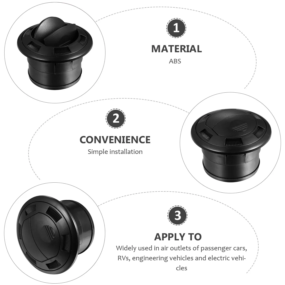 

Round Air Conditioner Outlet Vent Black RV Bus Accessories ABS Durable Universal Electric Car Interior Decor