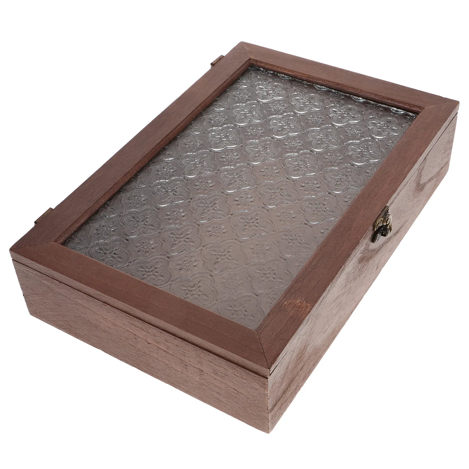 Vintage Inspired Wooden Jewelry Storage Box with Clear Lid for Earrings Rings Necklaces Bracelets Brooches Hairpins Display