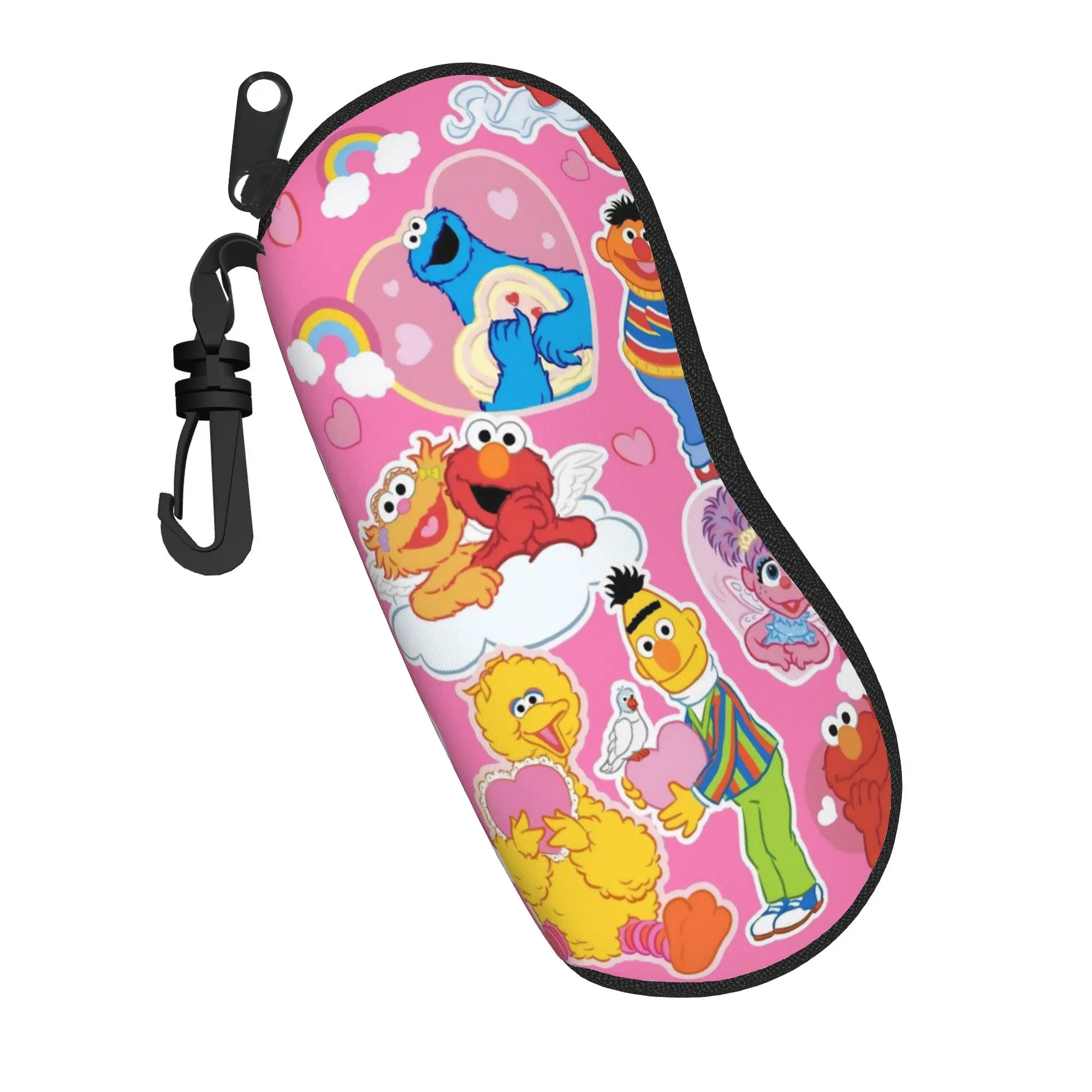 Sesamed Cartoon Glasses Case Men Women Waterproof Zipper Cookie Monster Eyewear Box Anti-Pressure Eye Contacts Case
