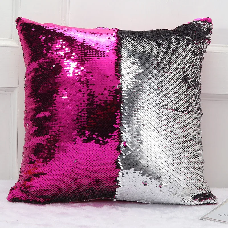 Duas cores Sequin Pillow Cover, casa macia decoração almofada, estilo europeu, atacado