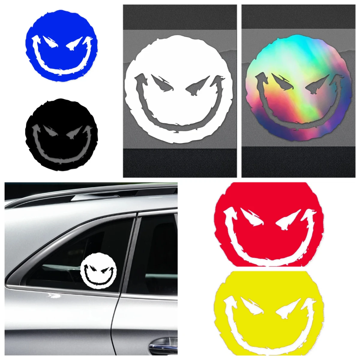 

Evil Face Car Sticker Waterproof Vinyl Decal for Auto Motorcycle Personalized Decorative Accessories UV Resistant Easy Install