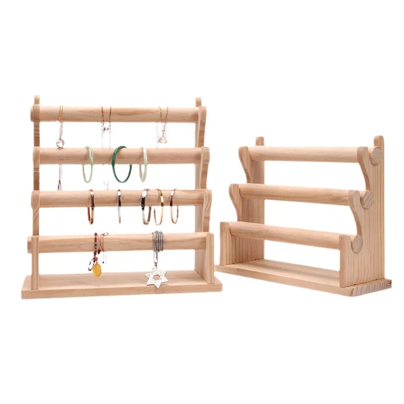 Wood Detachable Bracelet Storage Display Stand Bangle Watch T-Bar Rack Elastic Hair Ties Jewelry Display Organizer Shelf Holder