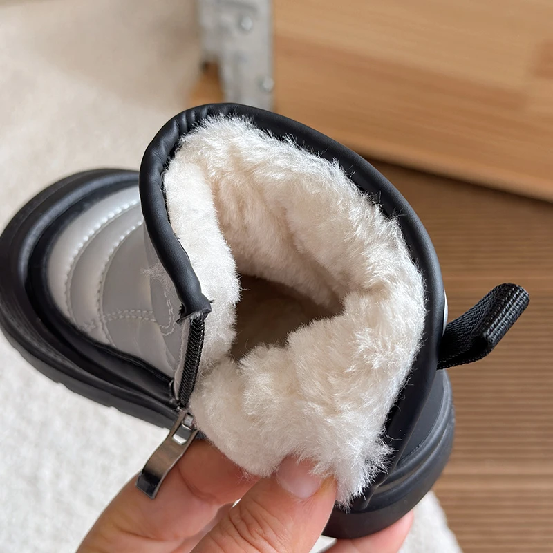 الأطفال أحذية الثلوج 2-18 سنة مبطن سميكة الفتيان الفتيات أحذية قطنية الوردي مائة المضادة للانزلاق الاطفال طفل أحذية بوت قصيرة