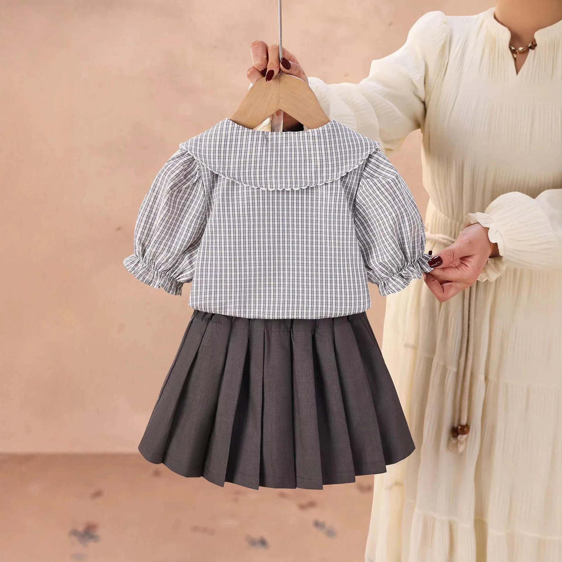 Girls Set 2026 Summer New Academic Style Striped Shirt  Pleated Skirt Two-Piece Set for Girls