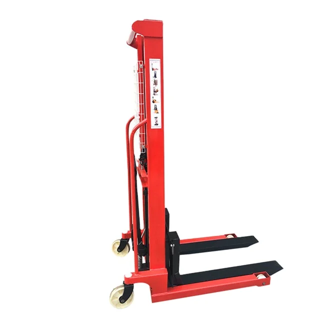 adjustable fork hydraulic pallet truck manual pallet stacker economize labour extended hand operated forklift stacker