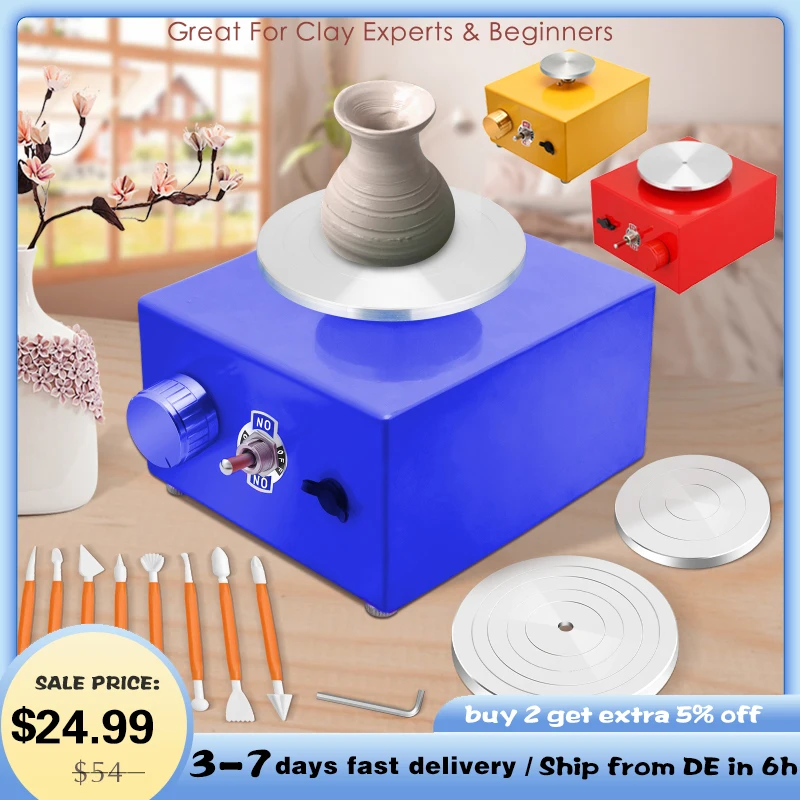 

Electric Mini Pottery Wheel Ceramic Disc Pottery Machine 2000 rpm Turntable DIY Clay Tool Ceramic Shaping Tool for Ceramics Clay