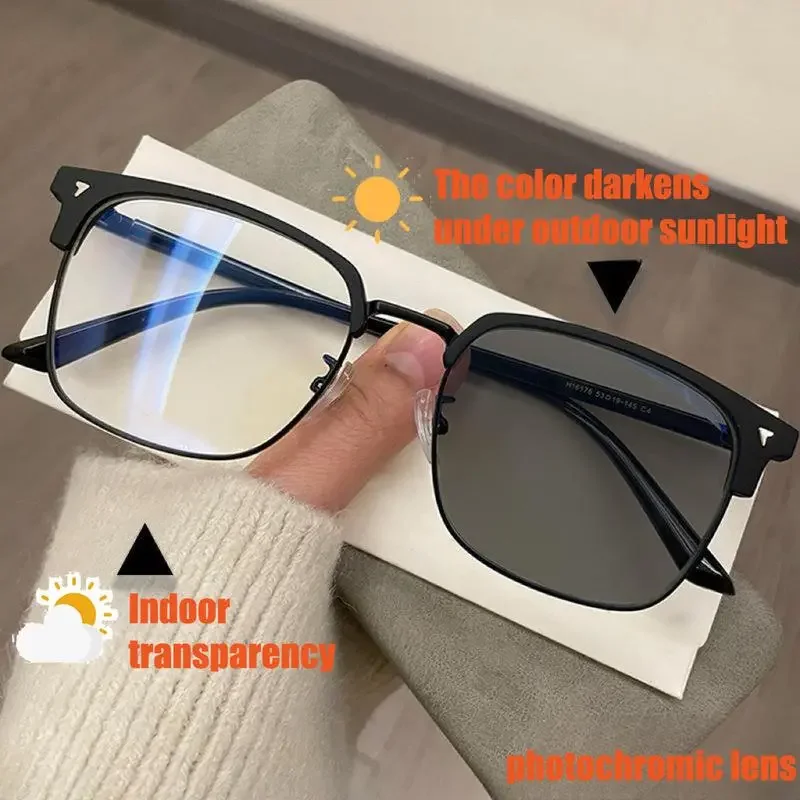 2026 Ultraleichte photochrome Anti-Strahlungs-Brille mit quadratischem Rahmen, austauschbare Linse für Damen und Herren, Sonnenbrillen, Brillengestelle – Detail 13