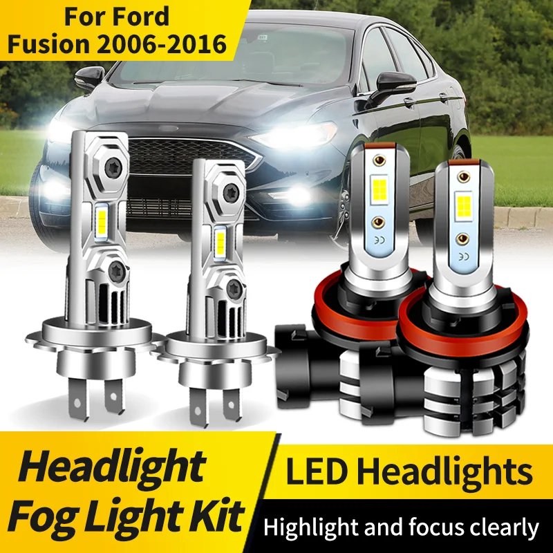 

2PCS H7 Led Headlight Canbus High Beam Lamp H11 Fog Light 6000K White Car Light Assemblies 12V For Ford Fusion 2006 2007-2016