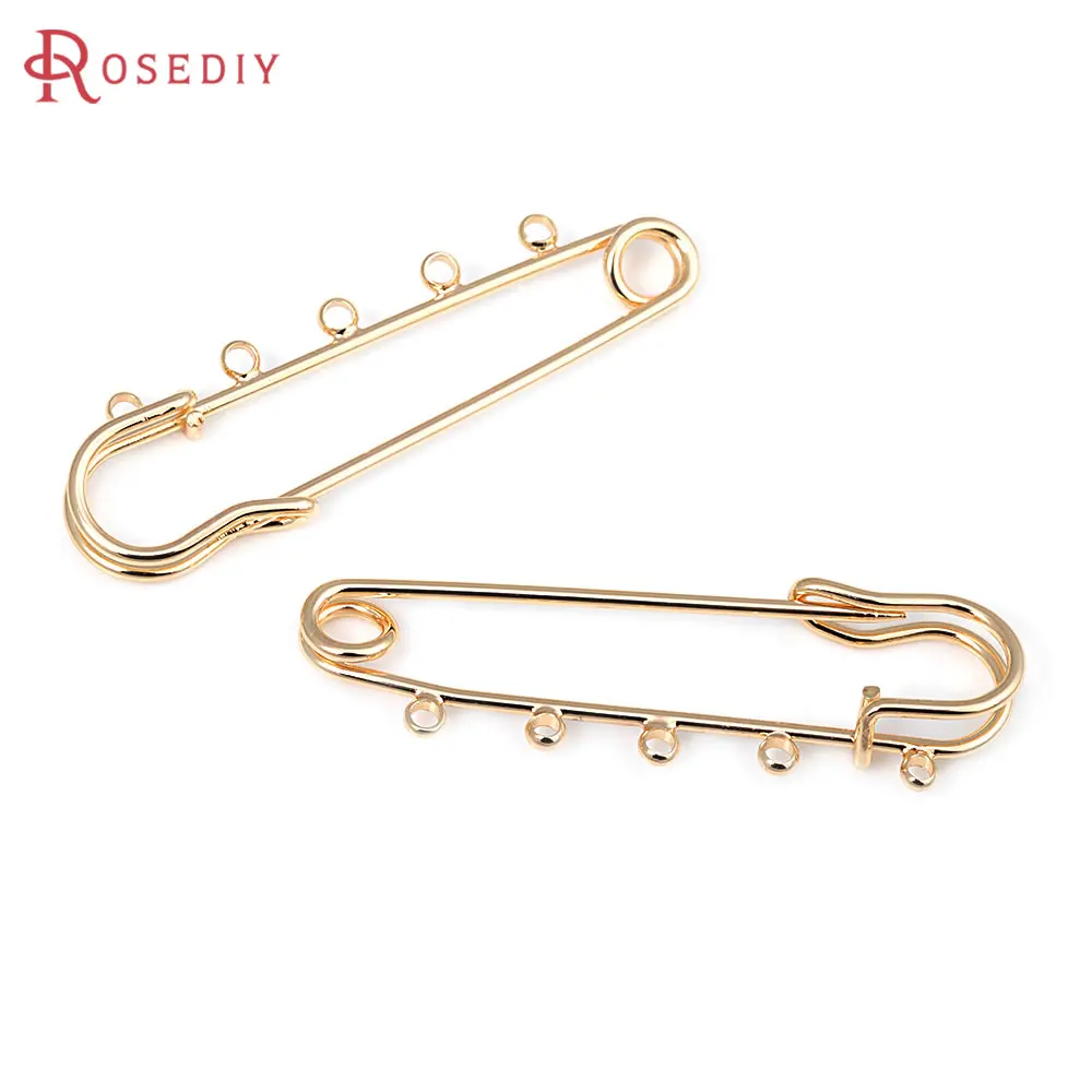 18K Gold Color Iron Brooch Base Brooch Pins 3 Hanging Hole High Quality Diy Jewelry Making Supplies Accessories for Women