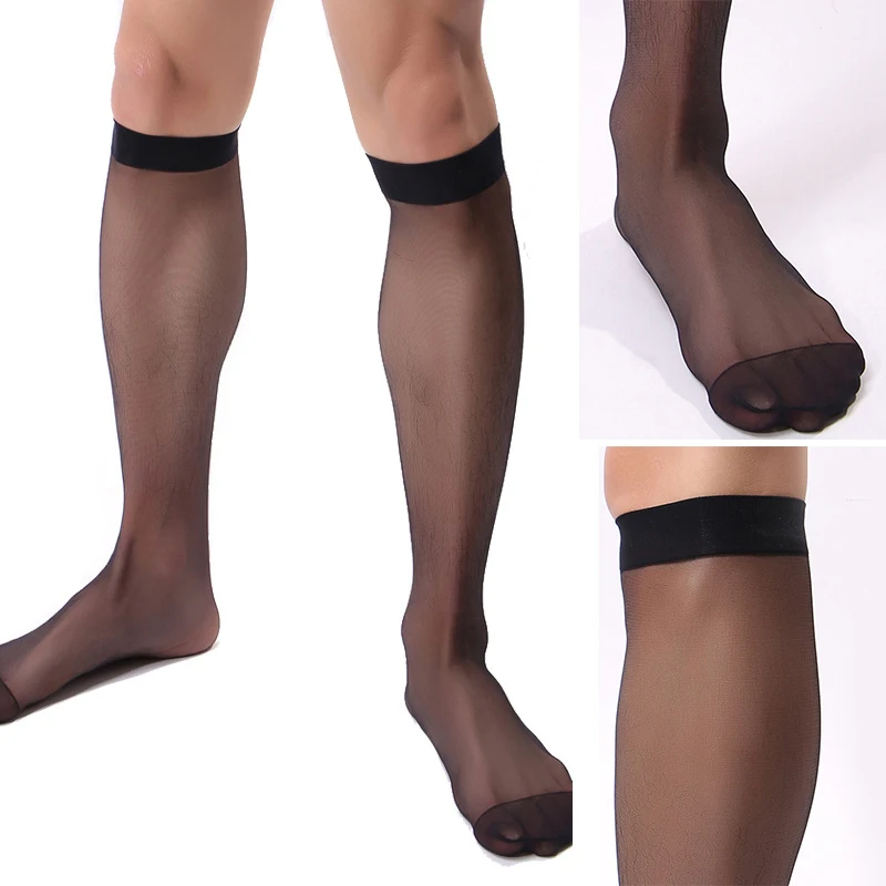 Men Casual Hosiery Socks Tight Slim See Through Breathable Comfy Sheer Mesh Thin Stretch Shaping Stocking Socks