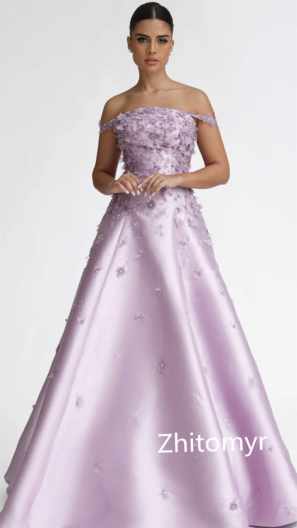 Prom Dress Evening Saudi Arabia Satin Applique Clubbing A-line Off-the-shoulder Bespoke Occasion Gown Long Dresses