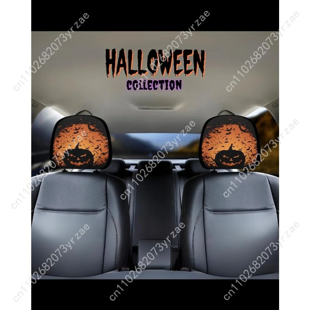 

Halloween Car Seat Headrest Cover (2pcs) Environmentally Friendly Headrest Protector Breathable Comfortable Vehicle Decor
