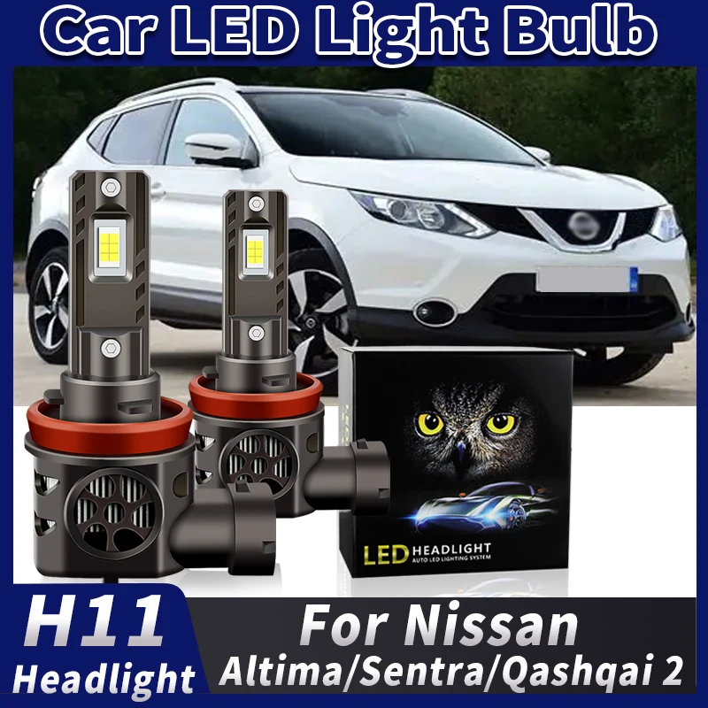 

2pcs Long Lifespan CANbus H11 LED Headlamp bulb For Nissan Altima 2007-2018 Sentra 2013-2023 Qashqai 2 2014-2023 Fog Light DC12V