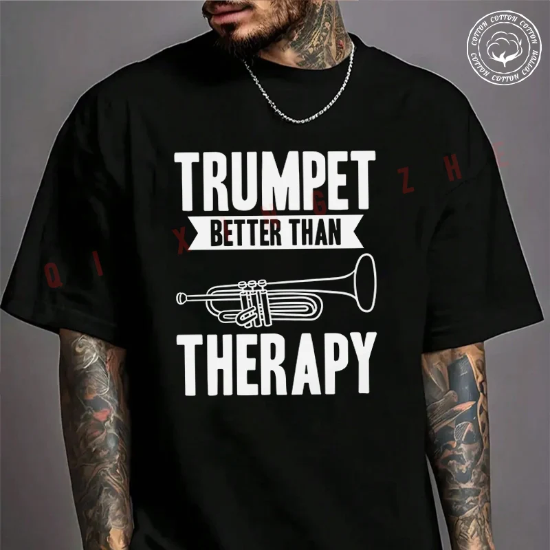 

2026 Men T Shirt Casual Funny Trumpet Graphic Motorcycle T-shirt Graphic Cotton Motorbike Biker Cafe Racer Chopper Tee