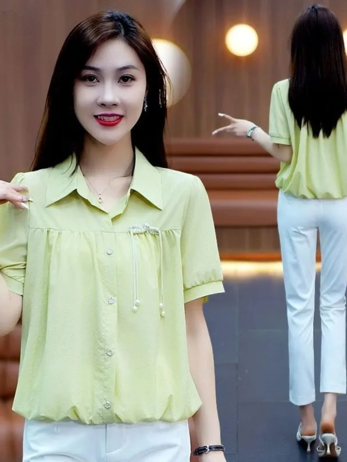 

Женская летняя модная блузка-топ из полиэстера с узлом, однотонная, повседневная, брендовая