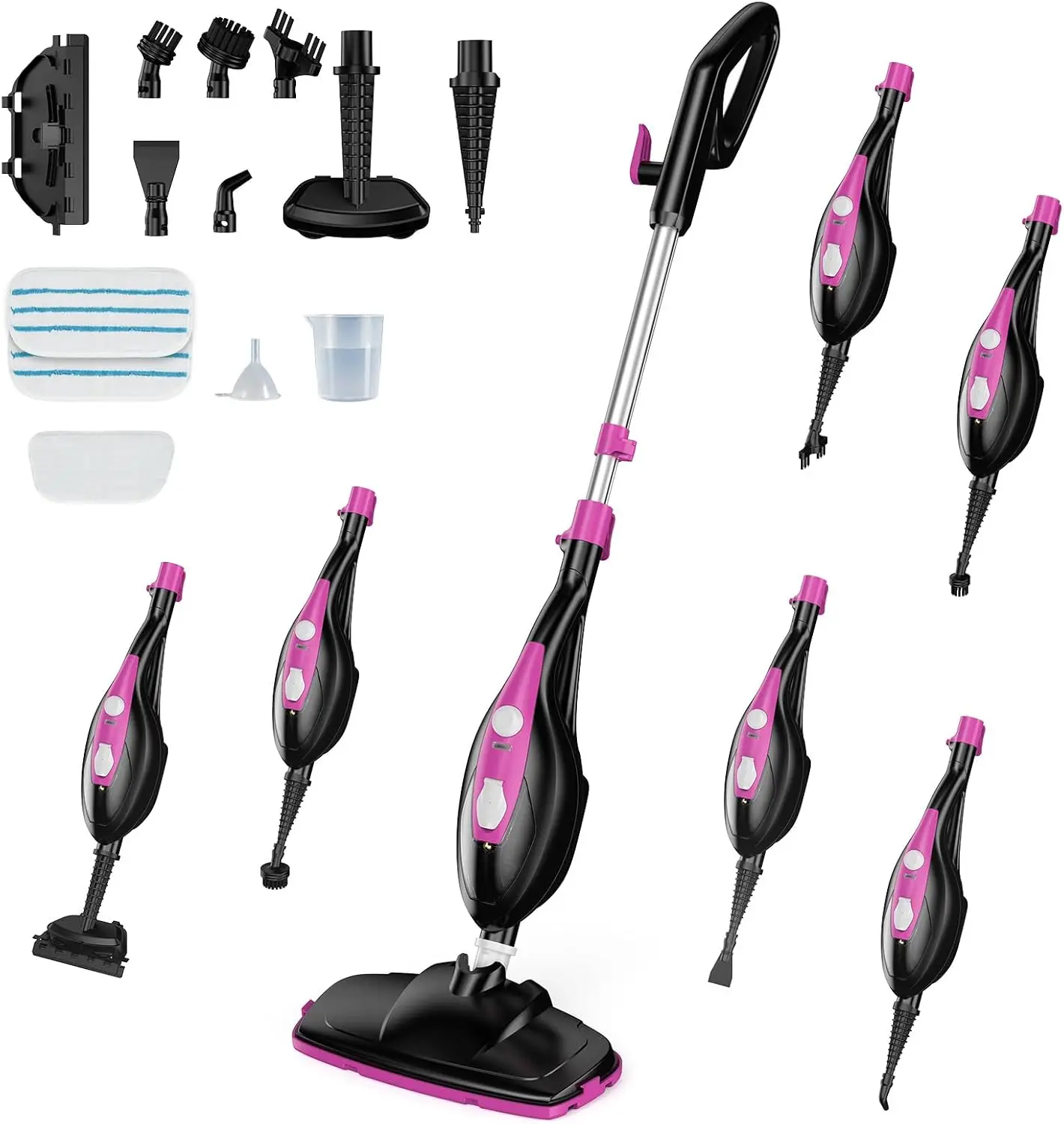 

10-in-1 Steam Mop, 1550W Detachable Handheld Cleaner for Floors, 16FT Cord, 2 Washable Pads
