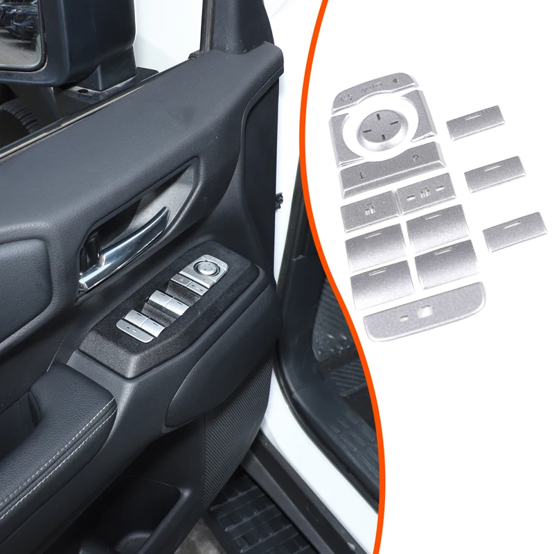 

15piece set Stainless Steel Silver For Toyota Land Cruiser Prado 250 LC250 2024+ Car Glass Lift Button Sticker Car Accessories