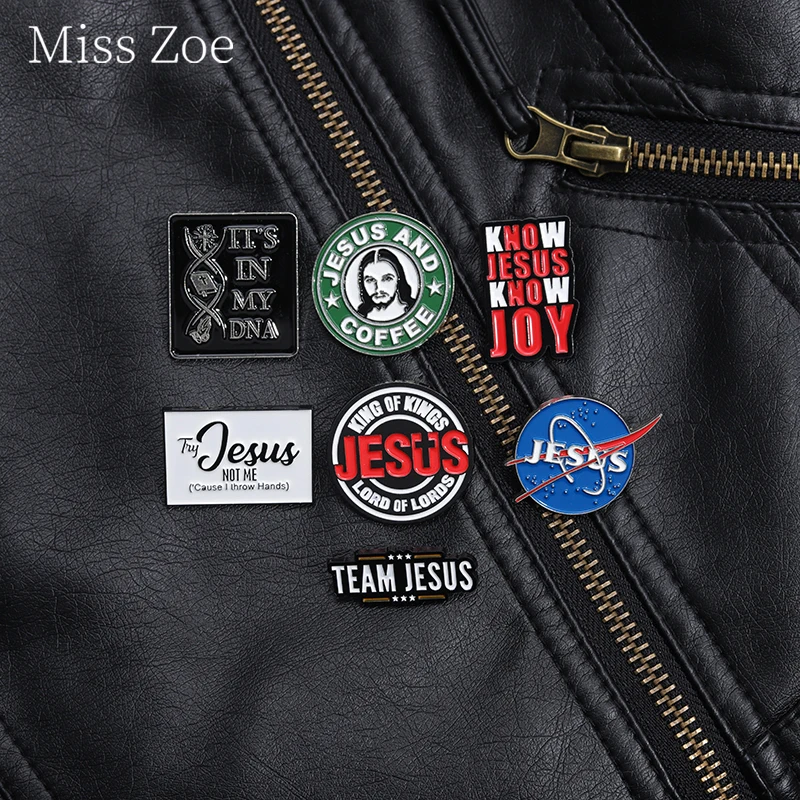 Team Jesus Faith Enamel Pins Custom Brooch Religion Christian Believers Lapel Badges Fashion Decor Easter Jewelry Gift