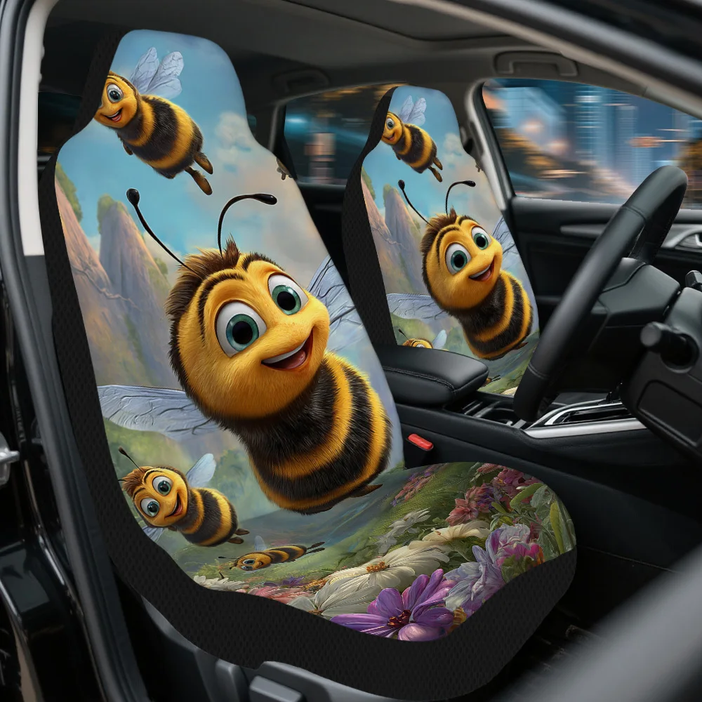 

Комплект из 2 чехлов на автомобильные сиденья с веселыми мультяшными пчелками – высококачественный полный комплект для большинства автомобилей, стильный и прочный.