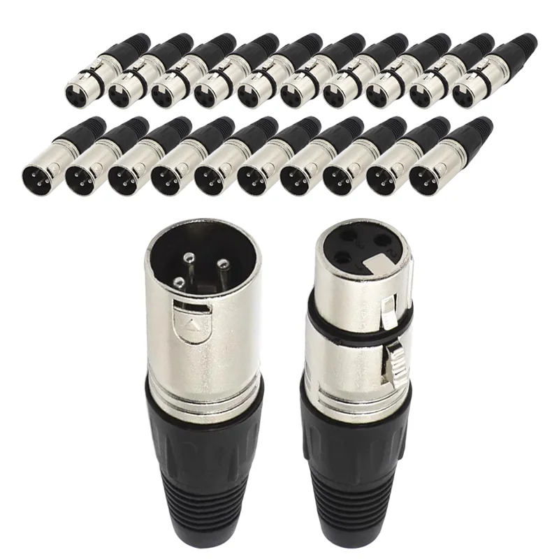 5/20/100PCS XLR 3Pin Microphone Audio Cable Plug Connectors Male & Female 3-core Swiss Cannon Cable Terminals