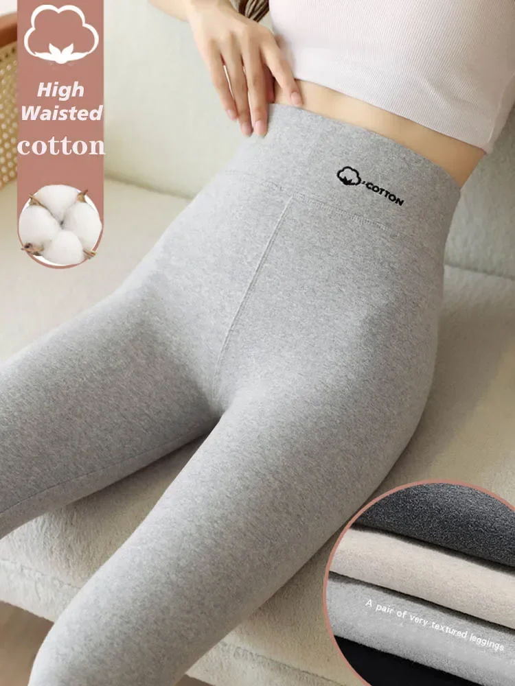 Damskie zimowe legginsy z aksamitną bawełnianą obcisłe spodnie wyszczuplającą z grubym polarem, ciepłe, wąskie legginsy z wysokim stanem dla kobiet